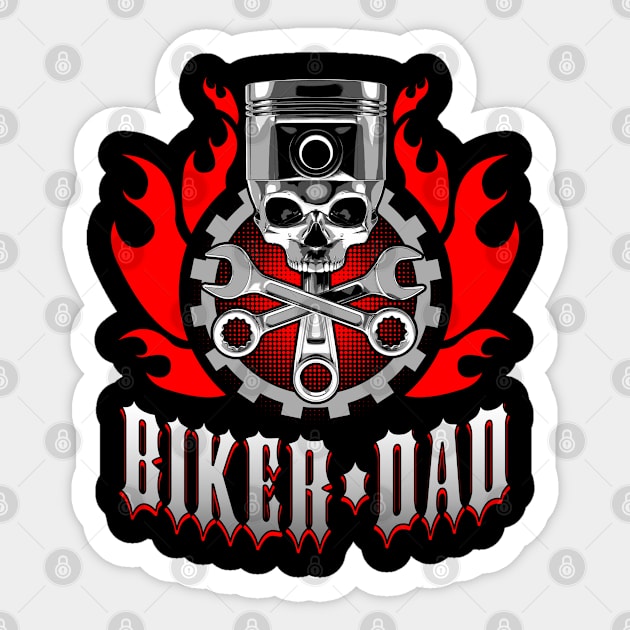 Biker Dad Piston Skull Sticker by Grandeduc